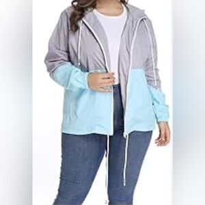 IN’VOLAND colorblock zip up with hoodie windbreaker size 24W